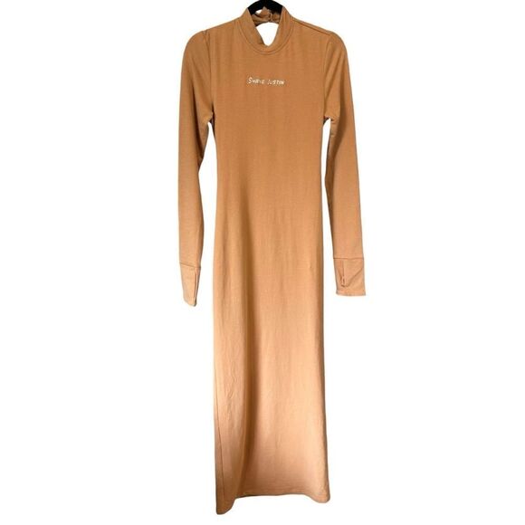 Revolve Shane Justin Nude Brown Tan Backless Cutout Maxi Bodycon Dress - Picture 3 of 11